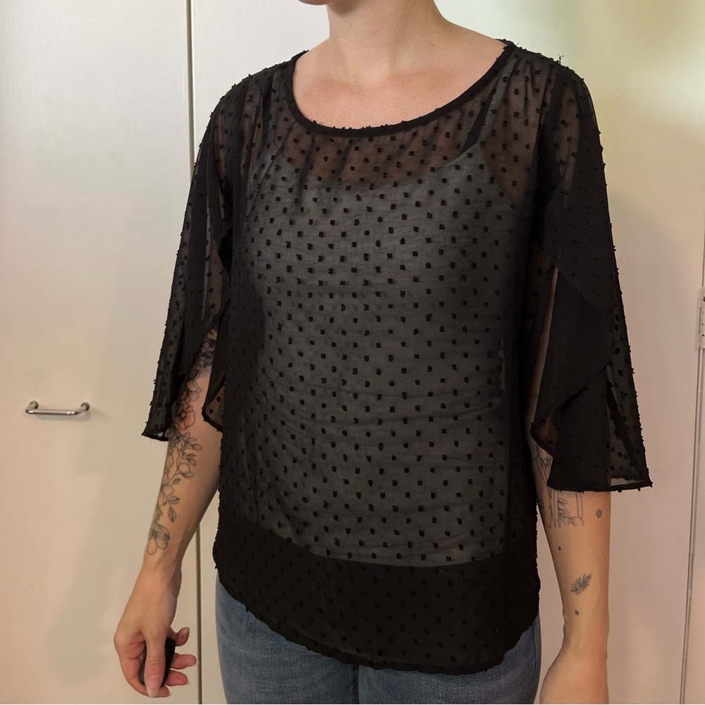 Favlux sheer black blouse